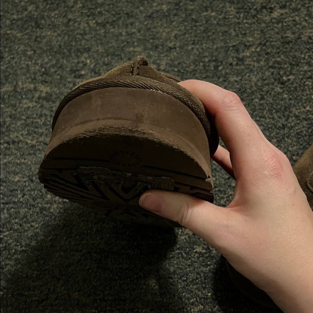 Ugg Chocolate Suede Shearling Platform Slippers - image 5